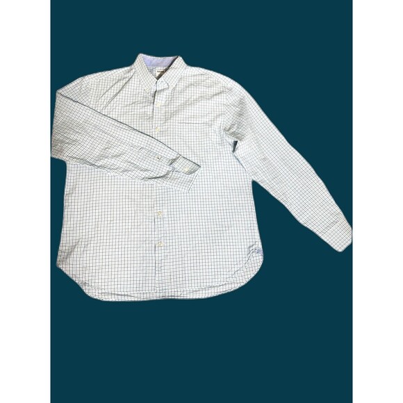 Bonobos Button Down Shirt Mens Large White Check Long-Sleeve Cotton Standard Fit - Picture 1 of 6